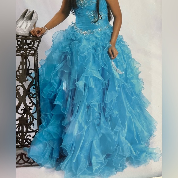 Dresses | Blue Sweetheart Neckline Embroidered Ballgownsweet16 Quinceanera  Dress | Poshmark